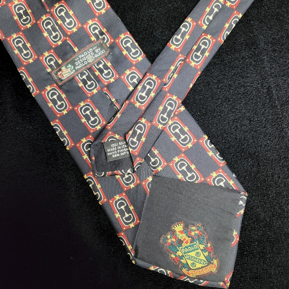 GUCCI silk horsebit print tie - Picture 3 of 6